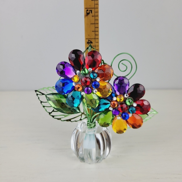 GANZ Rainbow Daisy Posy Pot 4.5" Acrylic Crystal Expressions Figurine - Picture 7 of 8